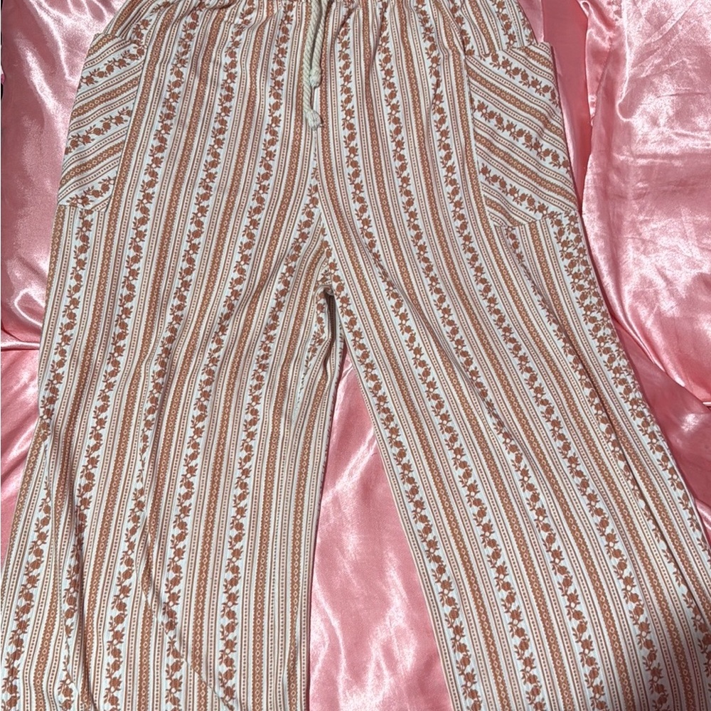 Derek Heart Brown and White Wide Leg Pants